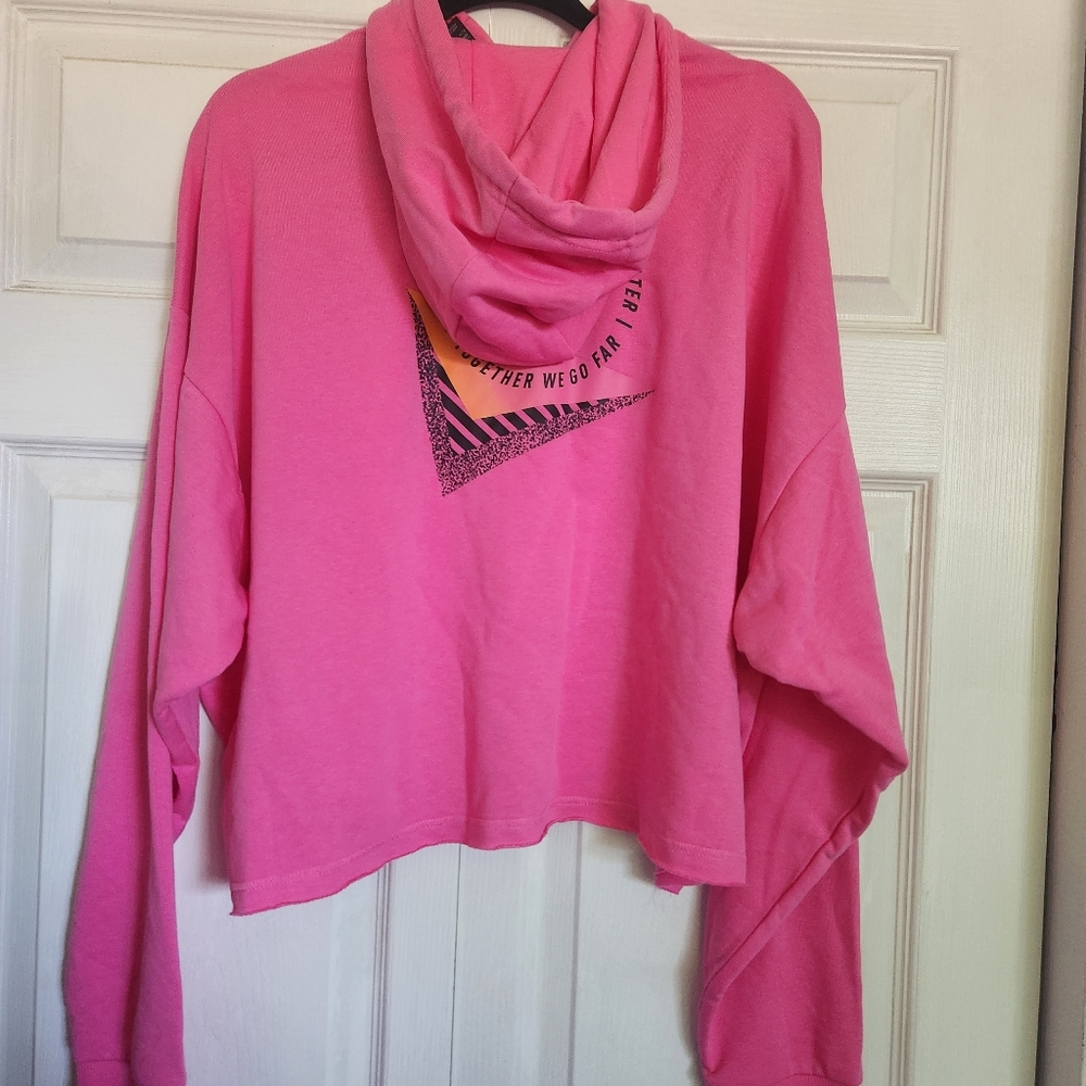 Adidas Cropped Oversized Hoodie XL 20/22 Pink Athleisure Street Style - Picture 12 of 12